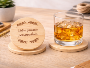 dessous de verre rond en pin