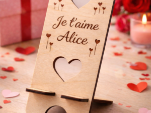 support de téléphone double coeur